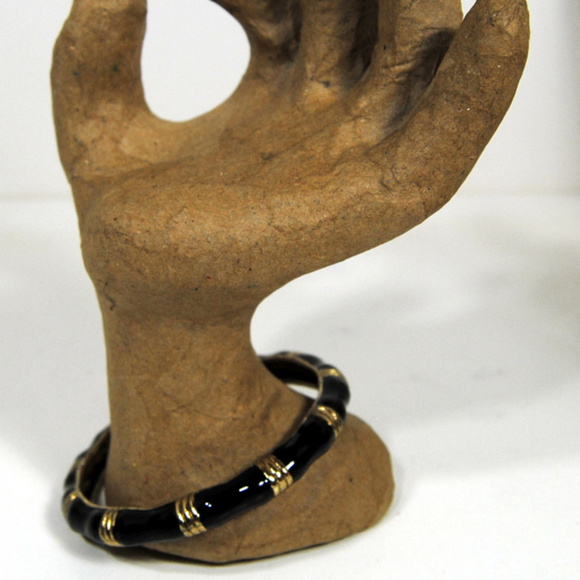 Vintage Goldtone Metal with Black Overlay Bracelet - Picture 4 of 4